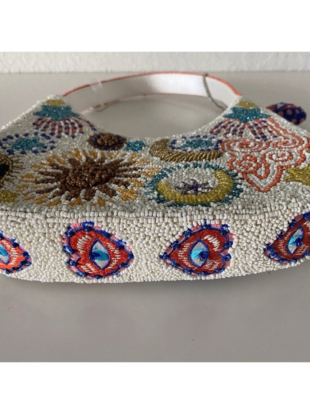 Handcrafted‎ India Evil Eye Sun Moon Stars Shoulder Beaded Bag Viral W/Charm NEW - Picture 7 of 13